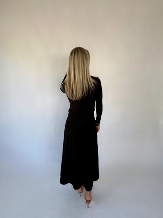 The Belted Statement Suede Skirt - Black