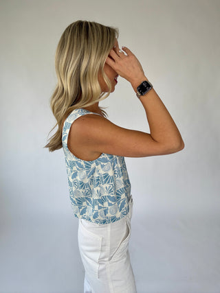 Vacation Vibes Top - Blue/White