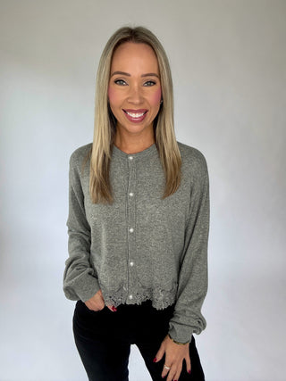 Flirty Frills Cardigan - Grey