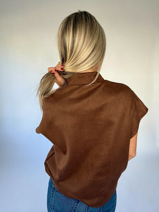 Thinking of You Faux Suede Top - Brown