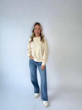 SANCTUARY Shirred Sleeve Sweatshirt - Vanilla Creme