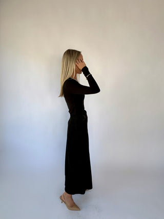 Simply Stated Long Sleeve Top - Black