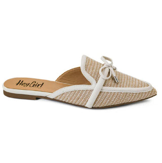 Elevated Woven Mule - Beige/Ivory