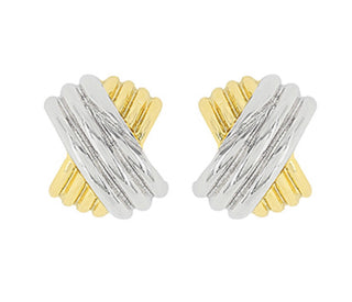 Two-Tone X Shape Hoops - Gold/Silver