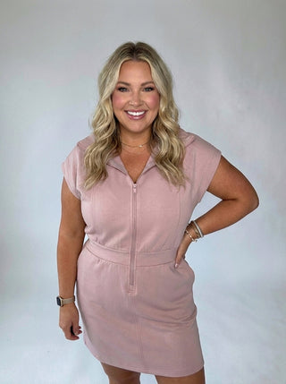 Casual Staple Zip Dress - Dusty Blush