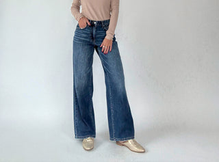 Granite Blues Mid Rise Wide Leg Jeans