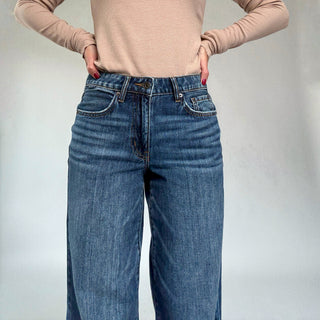 Granite Blues Mid Rise Wide Leg Jeans Close Up Image