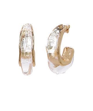 Organic Marbled Hoops - Clear/Gold