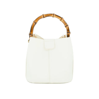 Lets Go Girls Bamboo Handle Handbag - Cream