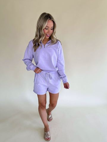 Wheels Up Sweatshirt & Shorts Set - Lavender