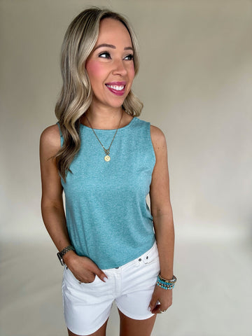 Twist And Shout Sleeveless Top - Turquoise