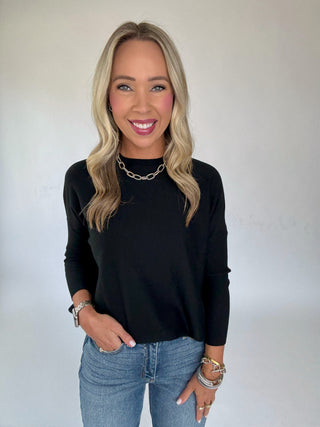 Midnight Orchard Sweater Smiling Image