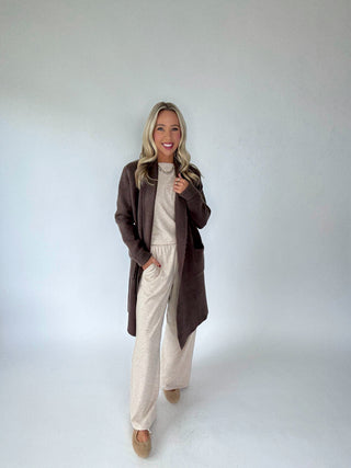 Natural Grace Knit Pants With Brown Jacket Image