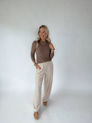 Natural Grace Knit Pants With Mocha Top Image