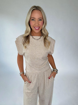 Natural Grace Knit Top Hands in Pockets Image