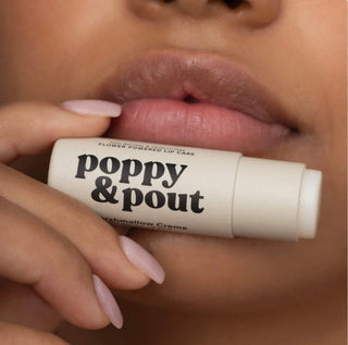 Poppy & Pout Marshmallow Creme Lip Balm Lid Off With Face