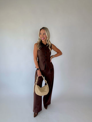 Power Moves Pants Brown Front Hand on Hip Image