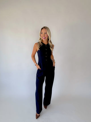 Power Moves Pants Navy Front Full Length Casual Image