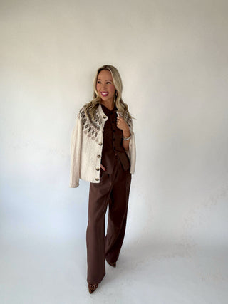 Power Moves Top Brown Full Length with Cardigan Image