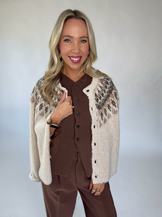 Power Moves Top Brown with Cardigan Image
