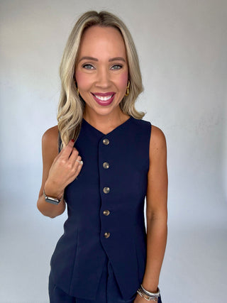 Power Moves Top Navy Mid Length Image