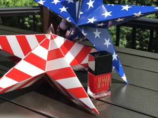 Red Nail Polish Nail Image with Stars