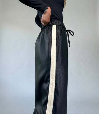 SANCTUARY Coated Twill Track Pant Side Close Up Image