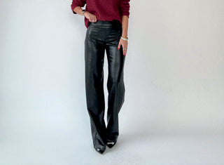 SANCTUARY Runway Leather Trouser in Black