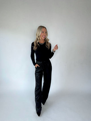 Second Skin Ribbed Long Sleeve Top Black Casual Image