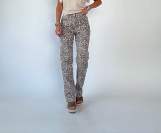 Street Chic High Rise Dad Jean in Leopard Front Full Length Casual Image