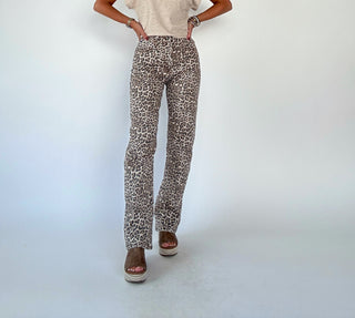 Street Chic High Rise Dad Jean in Leopard Full Length Image