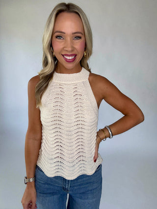 The Ellison Knit Tank Front Smiling Image