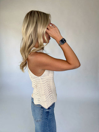 The Ellison Knit Tank Side Hand Up Image