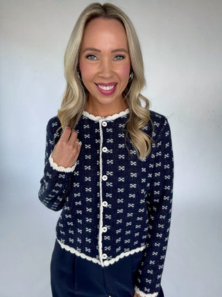 The Harlow Cardigan Front Smiling Image