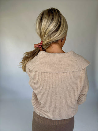 The Plush Retreat Half-Zip Sweater Back Hair Up Image