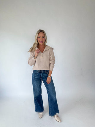 The Plush Retreat Half-Zip Sweater Full Length Image
