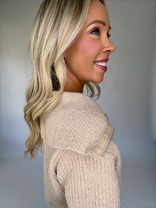 The Plush Retreat Half-Zip Sweater Side Close Up Image