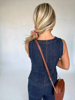 The Sterling Denim Top Back Close Up Image