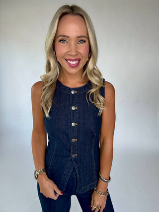 The Sterling Denim Top Close Up Image