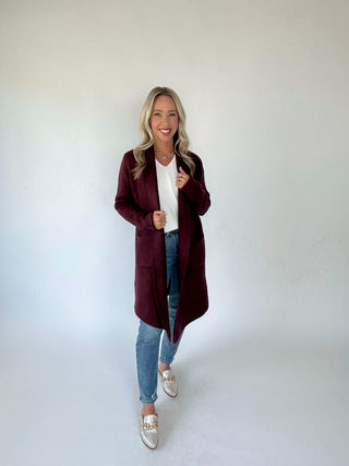 The Stockport Jacket in Aubergine Front Full Length Image