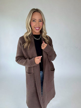 The Stockport Jacket in Dark Brown Front Mid Length Smiling Image