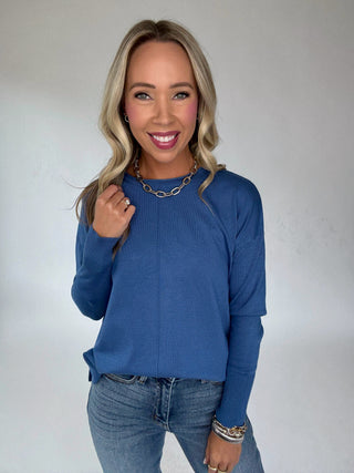 The Whitmore Sweater in French Blue Front Image