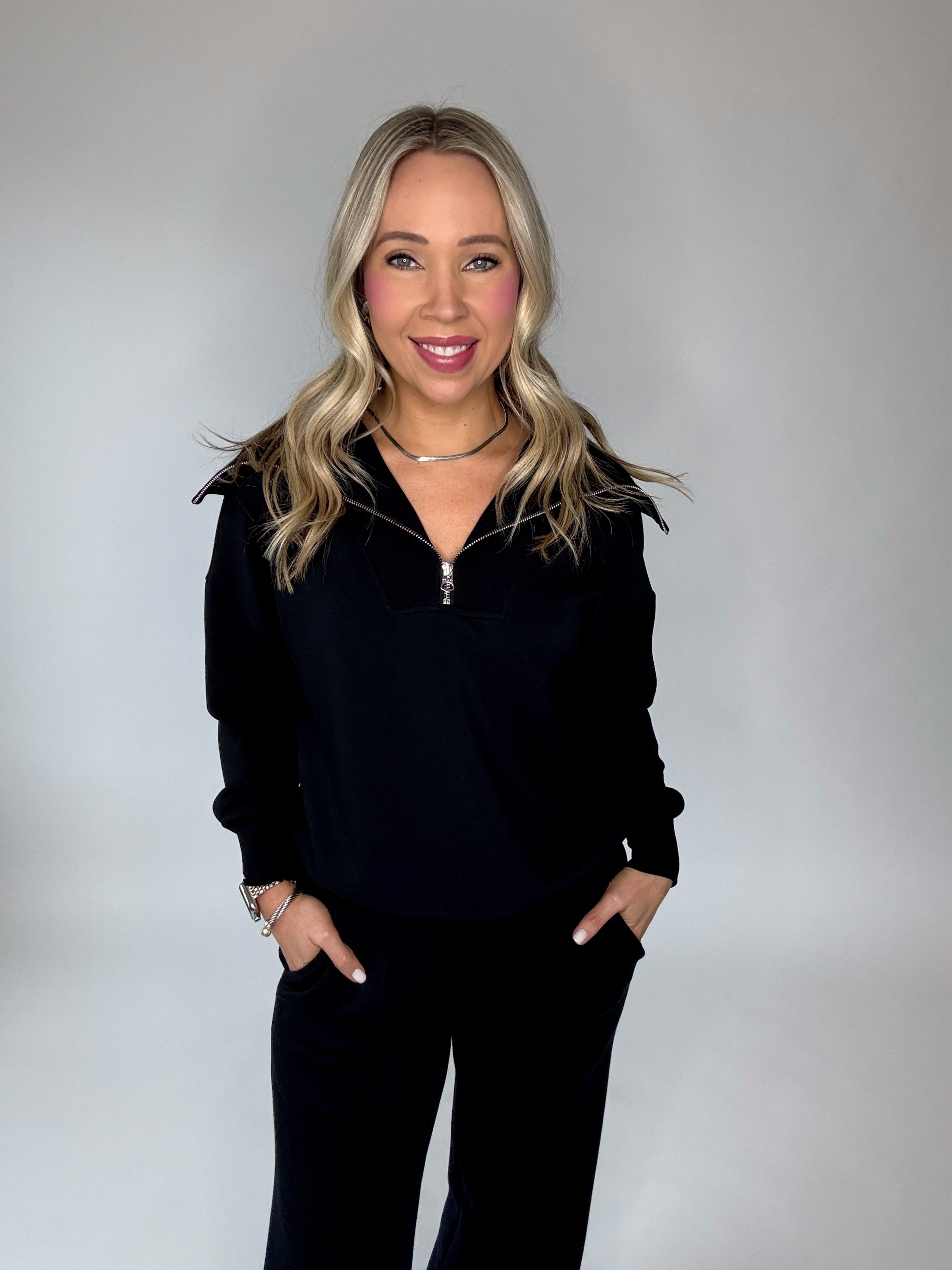 VARLEY Catherine Half Zip Sweat - Black – Avabelle