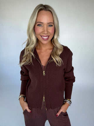 VARLEY Enrico Knit Jacket in Coffee Bean