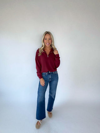 VARLEY Hawley Half Zip New Maroon Front Full Length Image