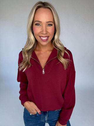 VARLEY Hawley Half Zip New Maroon Front Image