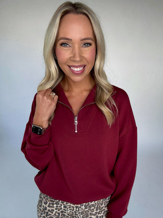 VARLEY Hawley Half Zip New Maroon Mid Length Image