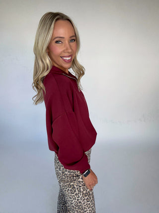 VARLEY Hawley Half Zip New Maroon Side Image