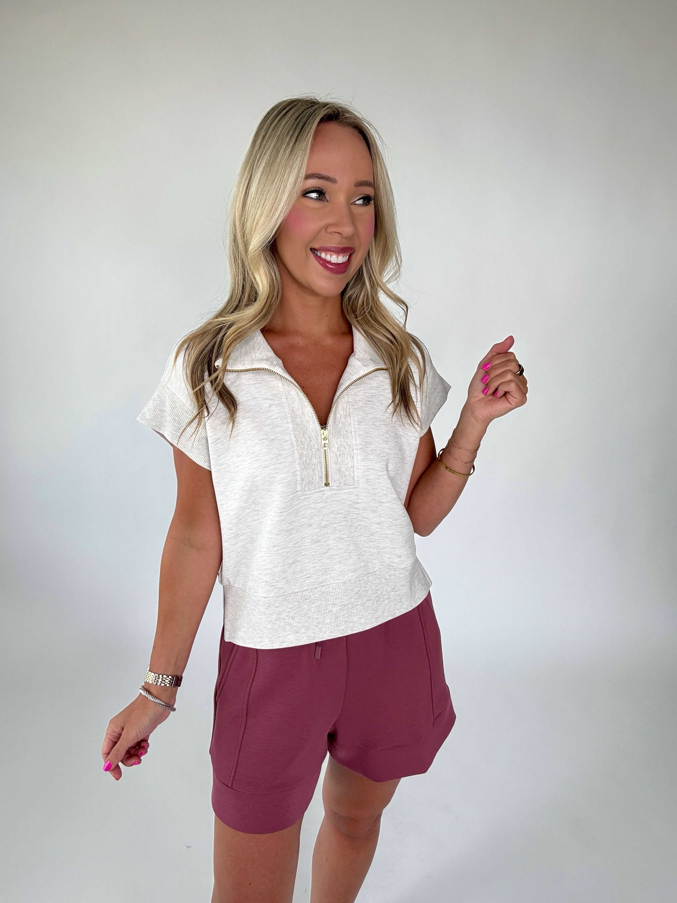 VARLEY Kelly Half Zip Sweat - Ivory Marl – Avabelle