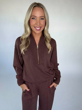 VARLEY Sally Half Zip Sweat Coffee Bean Marl